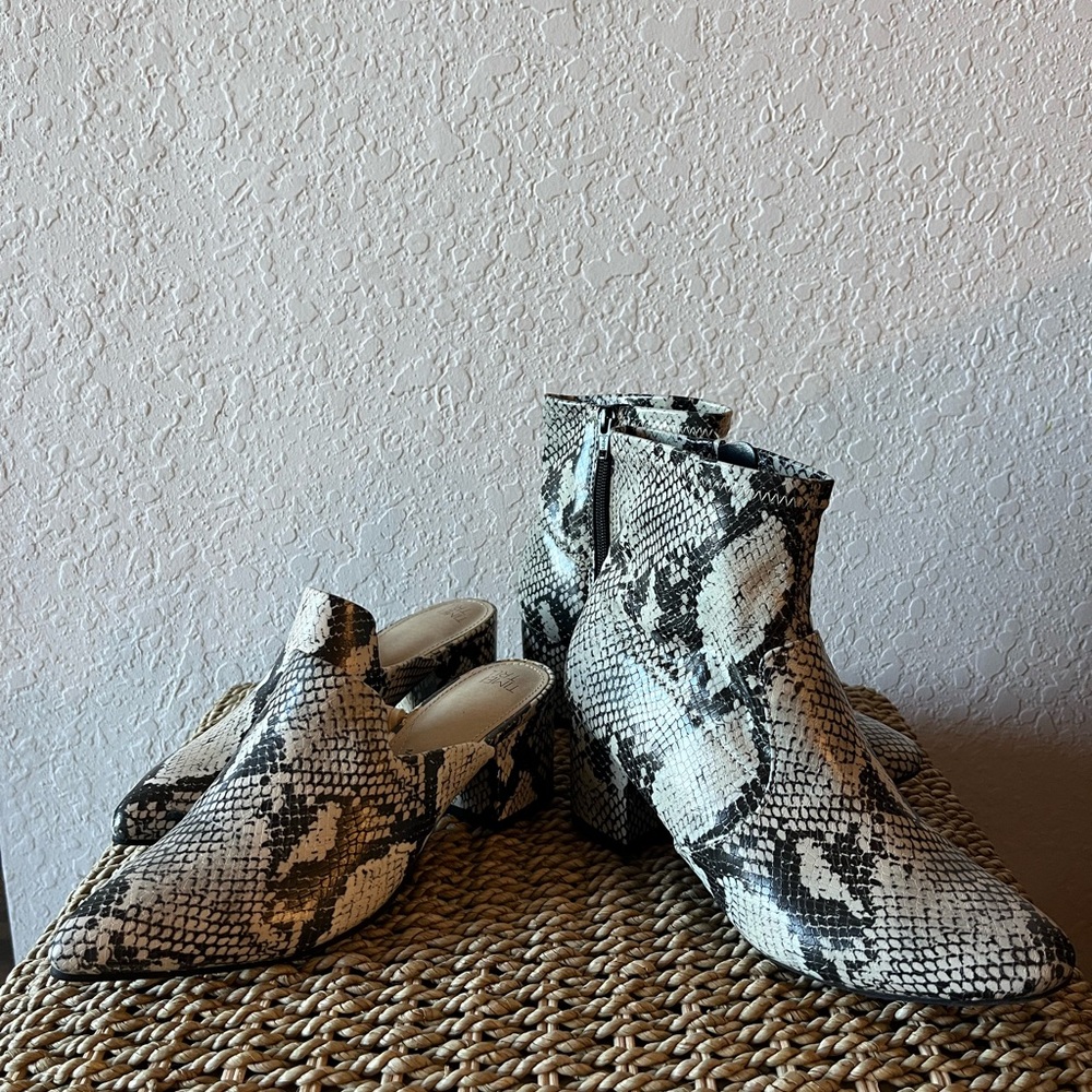 Time and Tru Snakeskin Ankle Boots and Mules